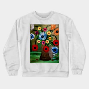 bouquet of flowers in a metallic gold and silver vase Crewneck Sweatshirt